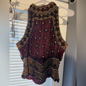 Beautiful Pappell Boutique Evening Hand Beaded Halter Top | Sz Medium